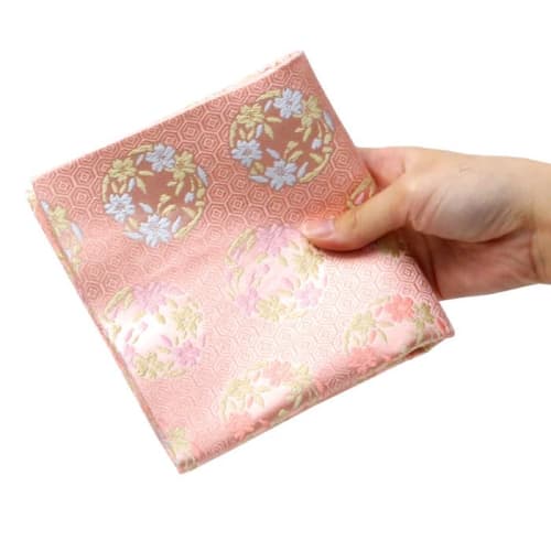 Silk Cloth by Nakagawa Masashichi Shoten (pink with a Tortoiseshell Pattern and a Cherry Blossom Circle)
