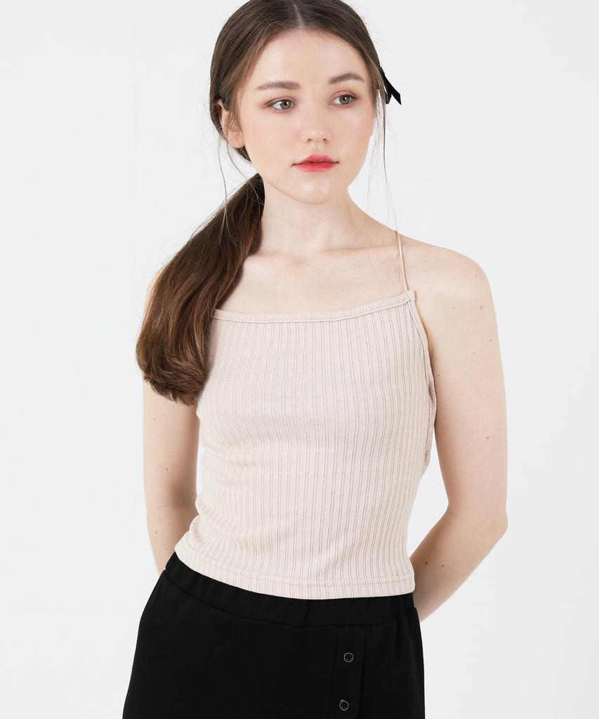 CATTLINE Back Slit Crop Sleeveless (Beige)