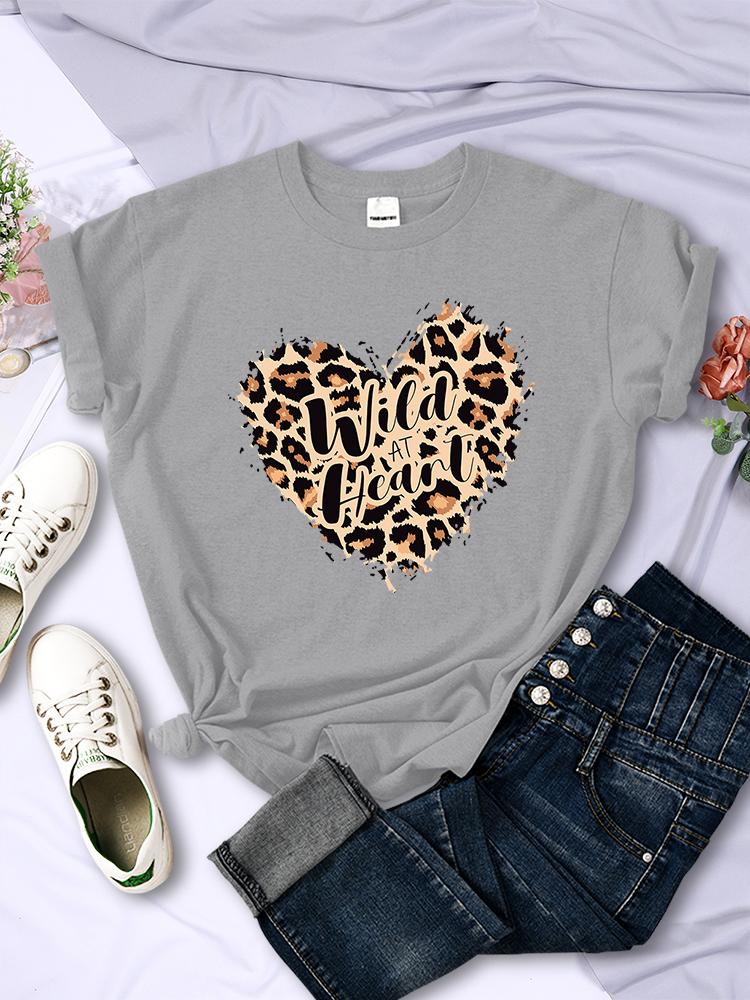 Fashion Leopard Wild At Heart Women'S Tshirt Cotton Breathable Short Sleeve Casual Comfortable Clothing Cotton Oversized T Shirt