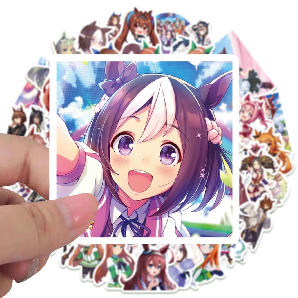 50 Stück Uma Musume Pretty Derby Spiel Graffiti Aufkleber Anime Mädchen Cartoon Aufkleber für Gitarre Telefon Gitarrenbecher Skateboard Spielzeug