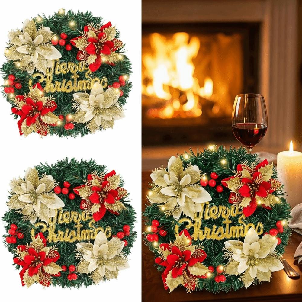Pendant With Flower Christmas Wreath Home Decor 30CM Christmas Decoration Red Artificial Door Hanging Rattan Winter
