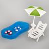 Miniature Doll Pool Set with Swim Ring, Coconut Tree, Sun Umbrella, and Beach Chair - Children's Toy Accessories