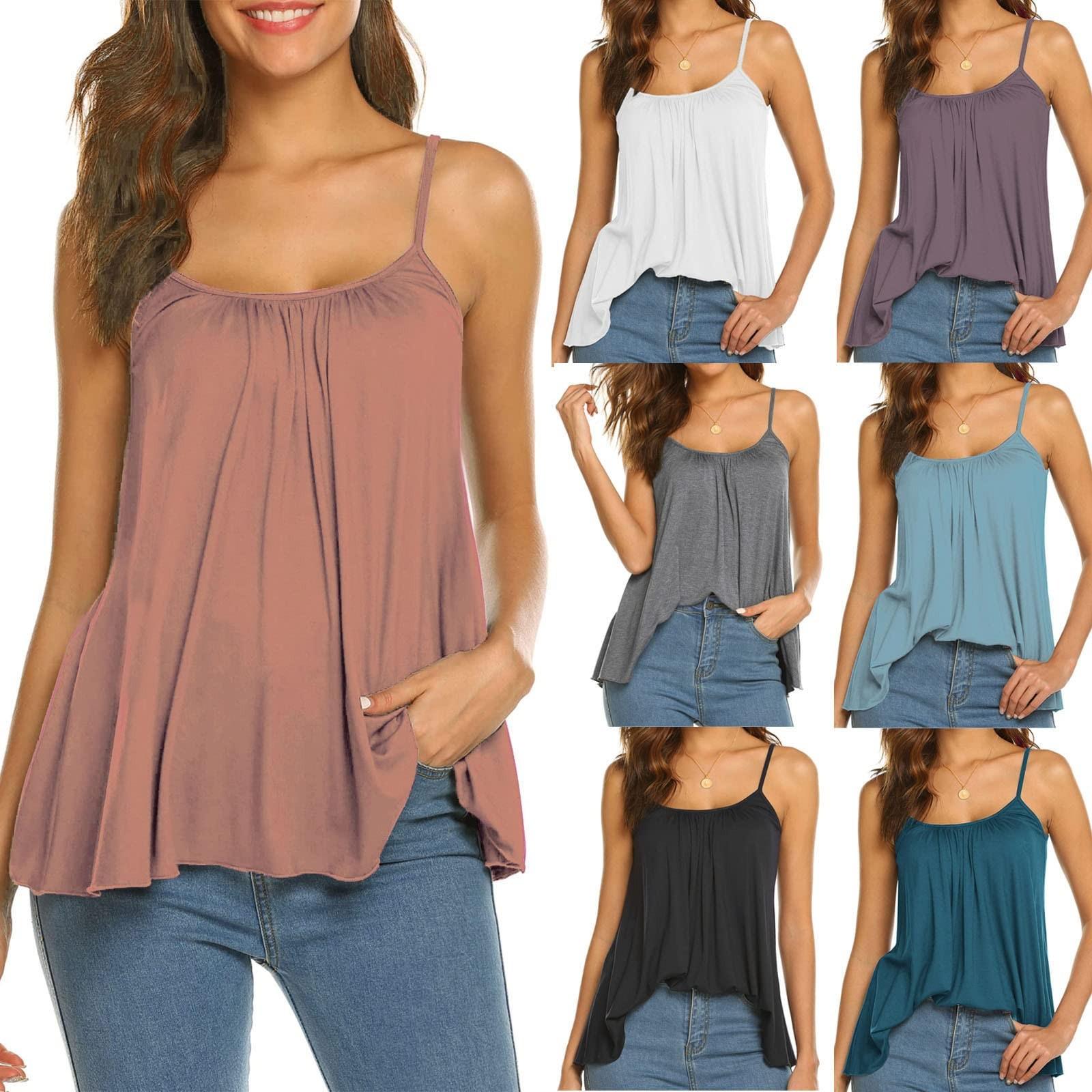 

Женские летние плиссированные топы на бретелях с V-образным вырезом и майками без рукавов для миниатюрных рубашек