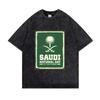 Hot Saudi National Day Graphic Print T-shirt Men Women Vintage Washed Cotton Loose Casual Oversized Top Harajuku Fashion Short Sleeve Summer New Tee