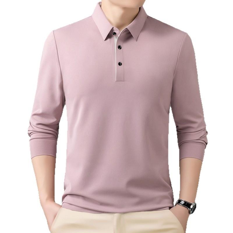 Spring Autumn New Style Middle-aged Men's Polo Shirt Lapel Casual Long-sleeved Bottoming