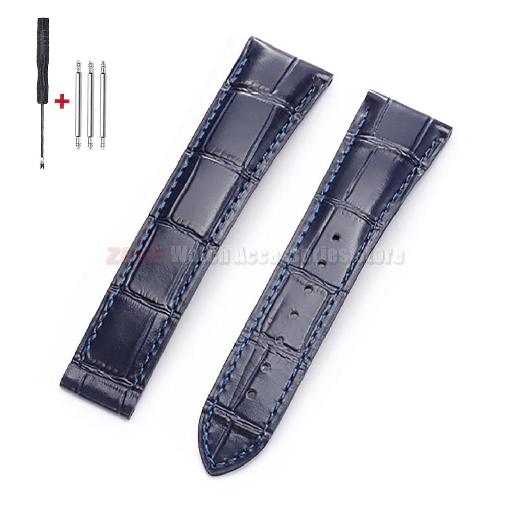 

For Omega Seamster Watch Premium Leather Watch Strap 19mm 20mm 21mm 22mm Solid Steel Deployant Clasp Bamboo Cowhide Watch Bands 21mm