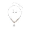 Rhinestone Zircon Necklace Earrings Set Water Drop Women'S Fashion Jewelry Accessories