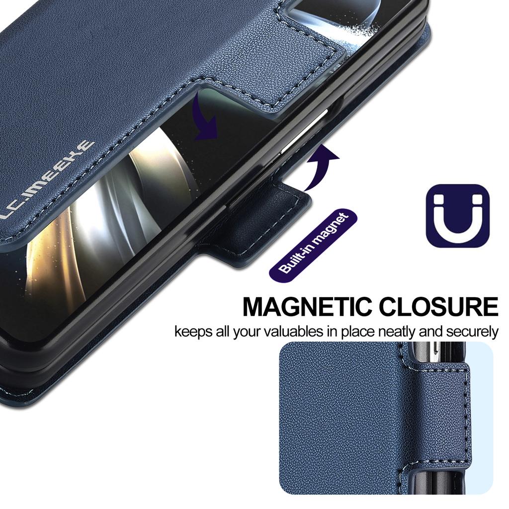 LC.IMEEKE L1 For Samsung Galaxy Z Fold4 5G Stand Case Texture PU Leather Wallet Phone Cover
