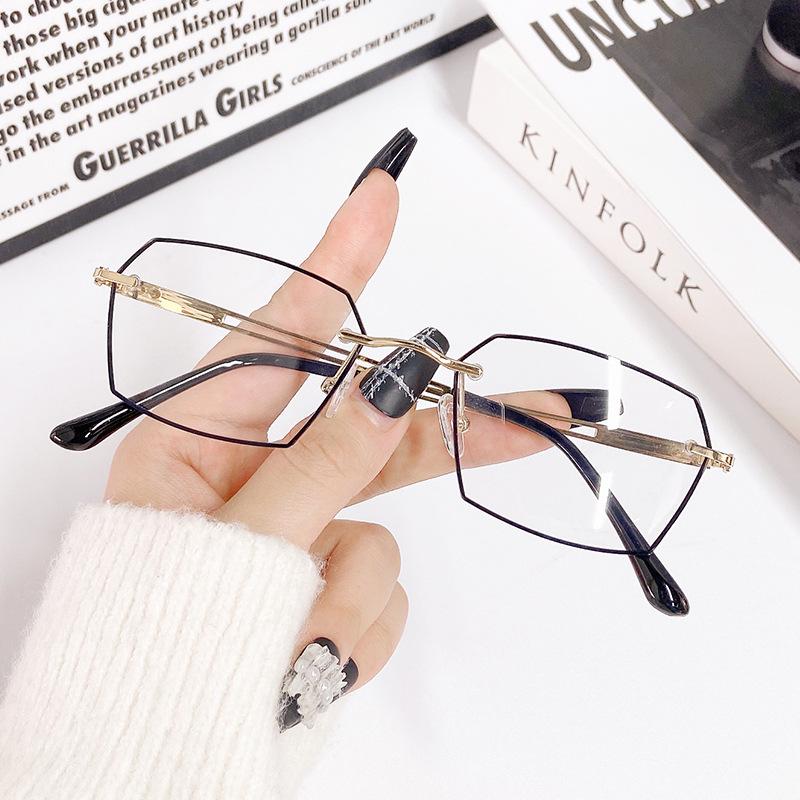 

Мужская ультралегкая безободковая фотохромная оправа для очков с защитой от синего света для большого лица 0 No Degree Anti-Blue Light