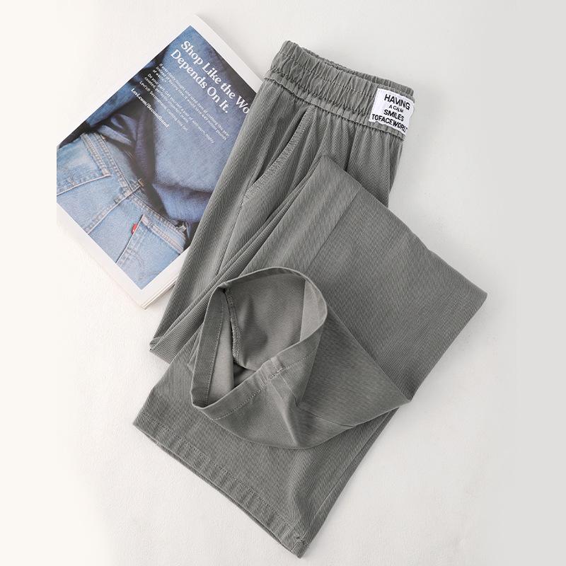 

Теннисные джинсы для женщин летние тонкие нового стиля маленькие приспущенные эластичная талия свободные ледяной шелк широкие брюки XL