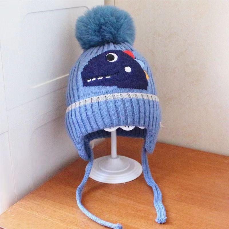 Cappellino invernale per neonato berretto a forma di orso coreano cappello invernale in lana a maglia per bambini berretto tinta unita cappello invernale per neonato con paraorecchie