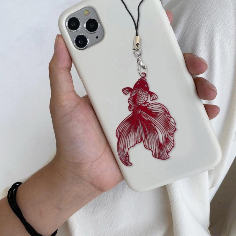 Fashion Hollow Small Fish Pendant Phone Straps Lanyard Pocket Keychain Strap Backpack Charm Car Keys Decoration Chain