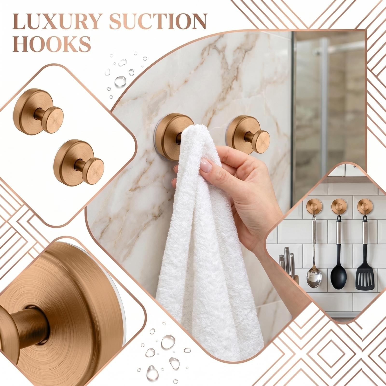 

2pc Suction Cup Hooks For Shower Rooms; Detachable Towel Hooks For Bathroom , Glass Doors, And Walls; Bathrobe Ring Hooks. one size
