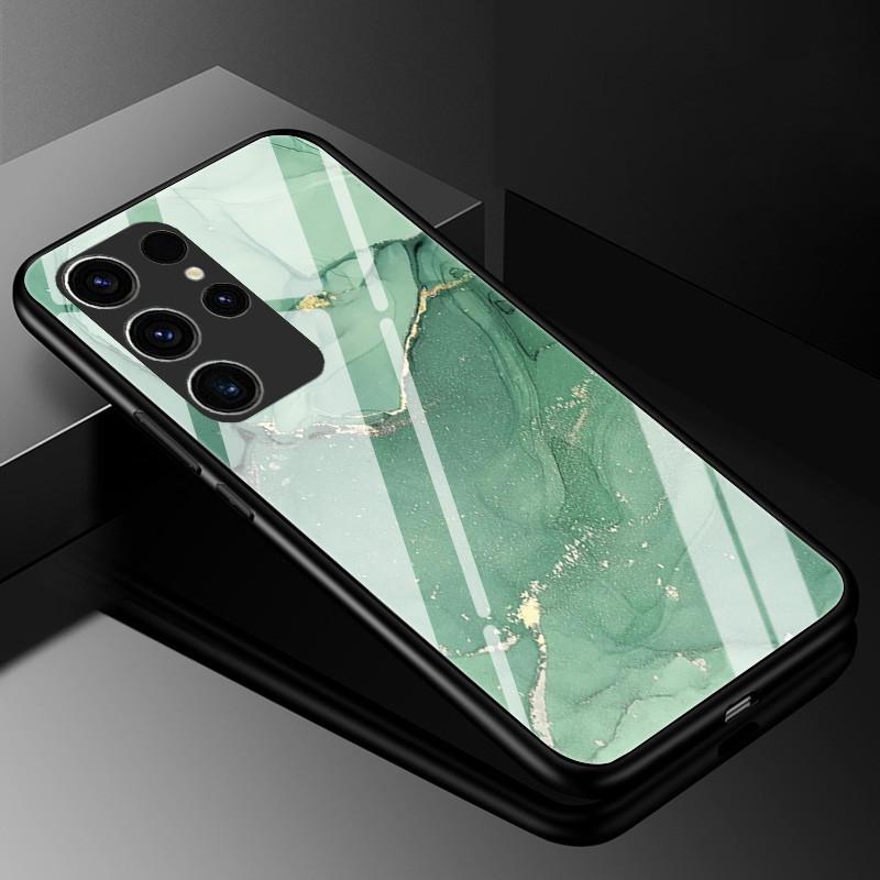 Marble Tempered Glass Phone Case For Samsung Galaxy S23 Ultra 5G Case Fashion Glass Back Cover for Samsung S23 Plus / S23 Ultra