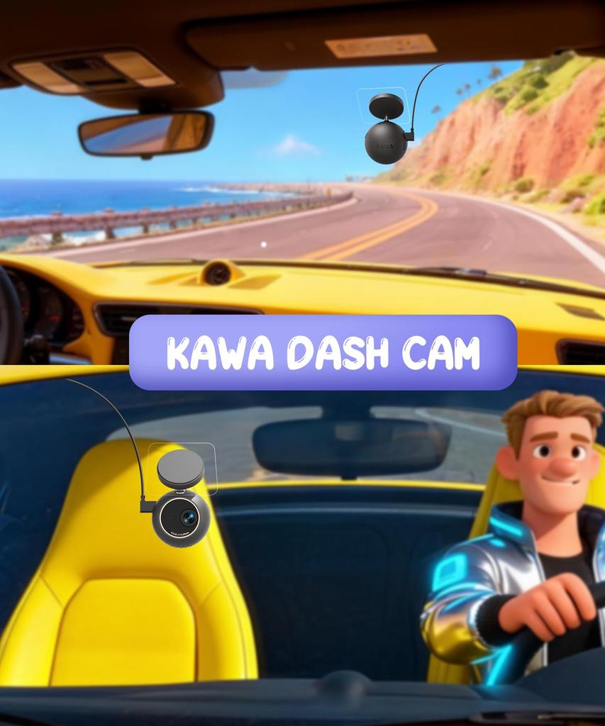 KAWA 2K Front Compact 32GB SD Card Voice Parking Night Loop App Screen Inversion Dashcam, Dashcam, Included, Control, Built-in WIFI, 24-Hour