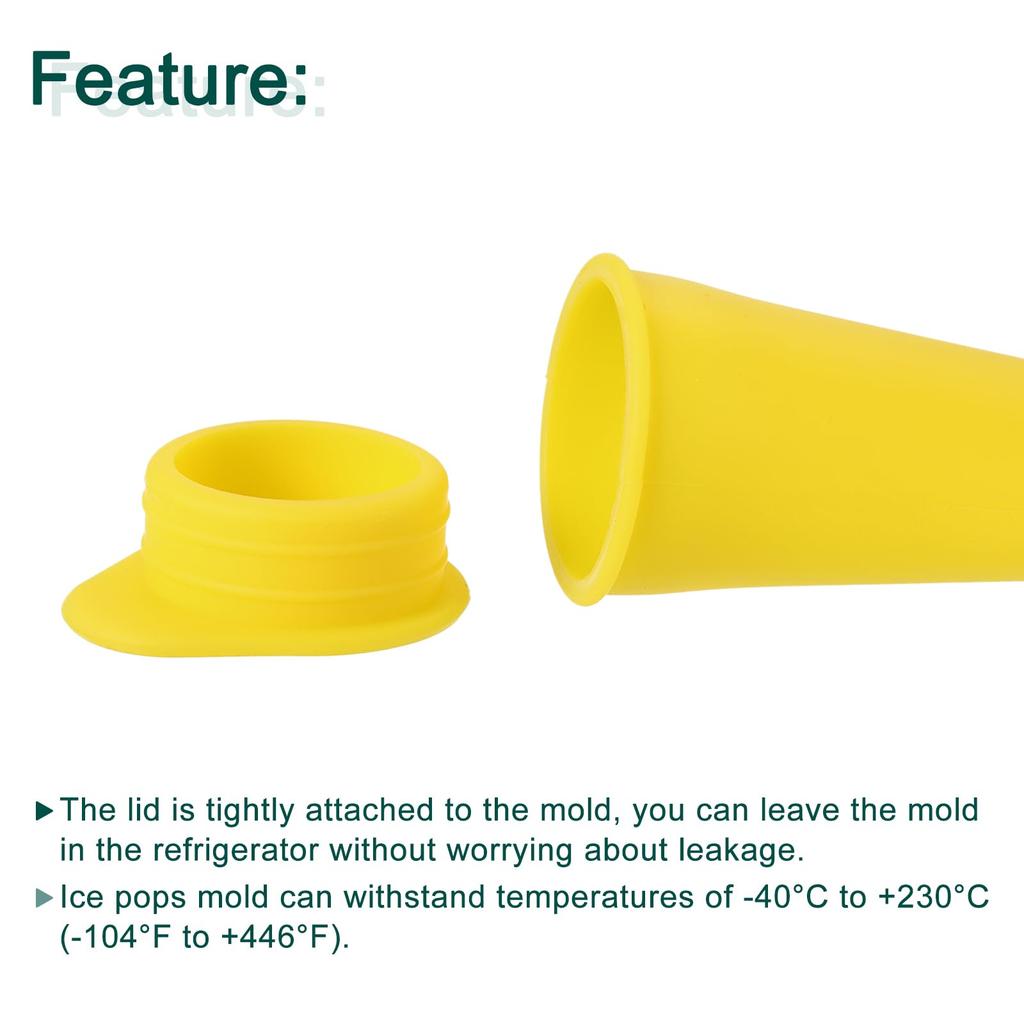 Uxcell Silicone Ice Pop Molds, Set of 6, Ice Pop Maker with Ice Cream Mold, 5.91 Inch Long, Suitable for Making Ice Cream and Popsicle Pops, Yellow