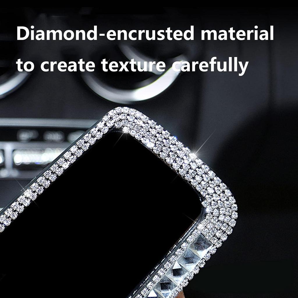 Bling Rhinestone Car Rear View Mirror With Crystal Diamonds Bling Rhinestones Cars Rear View Mirrors For Women,Car Interior Trim. (Sliver)