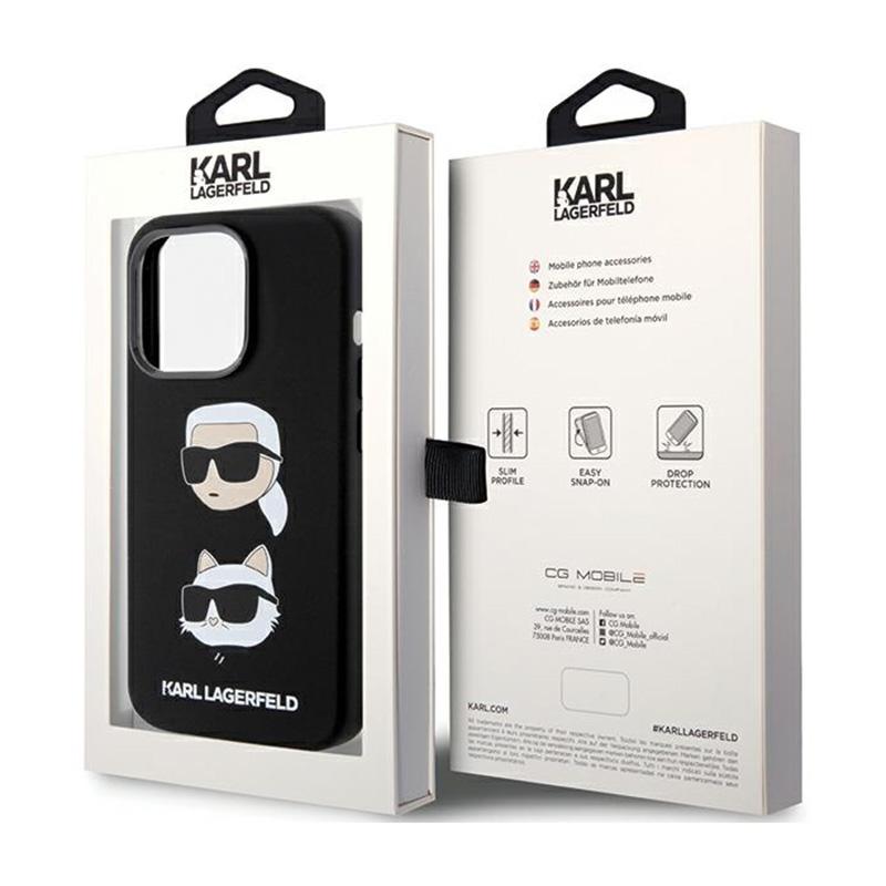 Karl Lagerfeld Silicone Karl & Choupette Heads - Etui Iphone 15 Pro Max (Czarny)