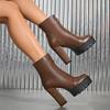 Women's High-heeled Short Boots Autumn and Winter New European and American Style Waterproof Table Thick-heeled Large-size Roman Short Boots