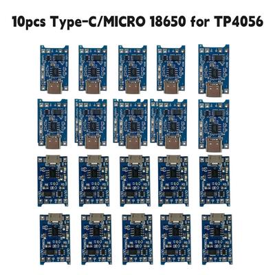 10 Stück 5V 1A Typ-C/MICRO 18650 für TP4056 Lithium-Batterieladegerät-Modul mit Schutz Dual-Funktionen Ladeplatine