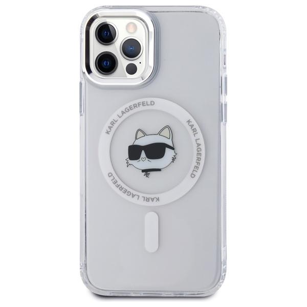 Karl Lagerfeld Klhmp12Mhlschh Iphone 12  / 12 Pro 6.1 Biały/White Hardcase Iml Metal Choupette Head Magsafe