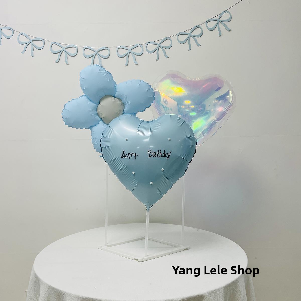 Blue Heart Shaped Balloons Floor Drift Balloons Birthday Decoration Festive Balloons Ice Blue Balloons Celebration Supplies