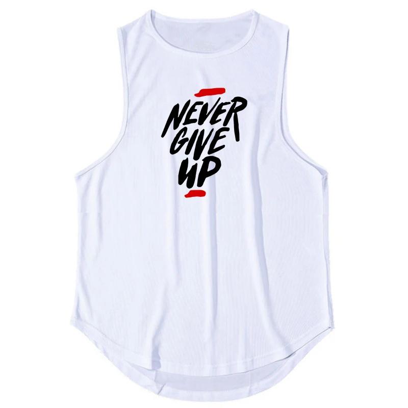 

Muscleguys Never Give Up Mens Training Exercise Sleeveless T-shirts Loose Mesh Quick-Drying Running Muscle Bodybuilding Fitness Sports Vest XXL белый