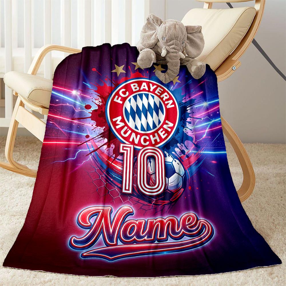 Bayern Munich Fan Gear Customize Your Name Blanket Lightweight Customizable Blanket Soft Warm Cozy for Chair Bed Couch Sofa for All Occasions