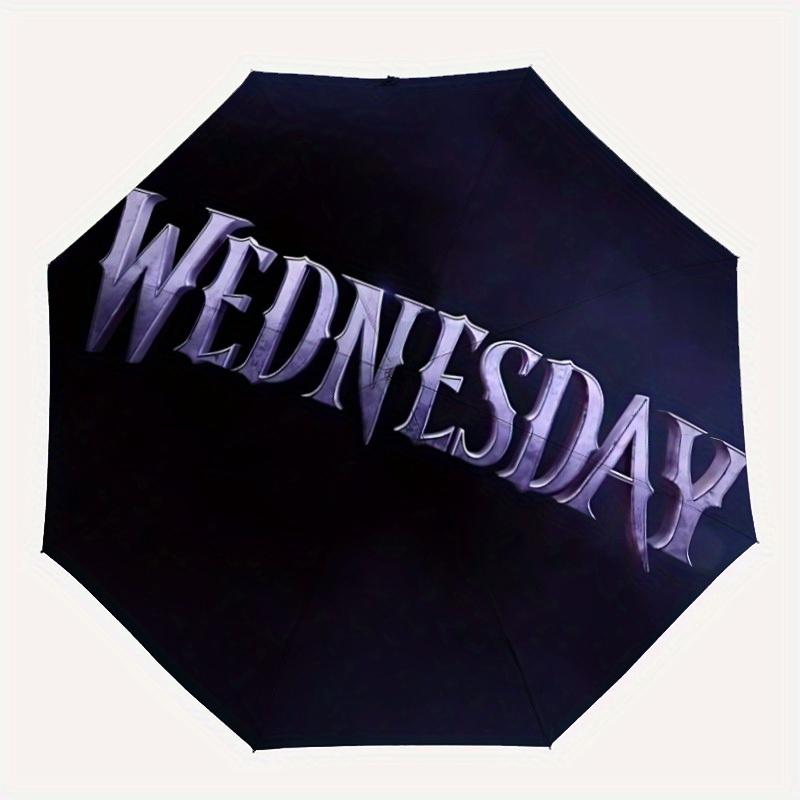 

1pc wednesday Automatic Folding Umbrella, Portable Collapsible Design, 8-Rib Iron Frame, , All-Season Casual Outdoor Accessory yy0901038