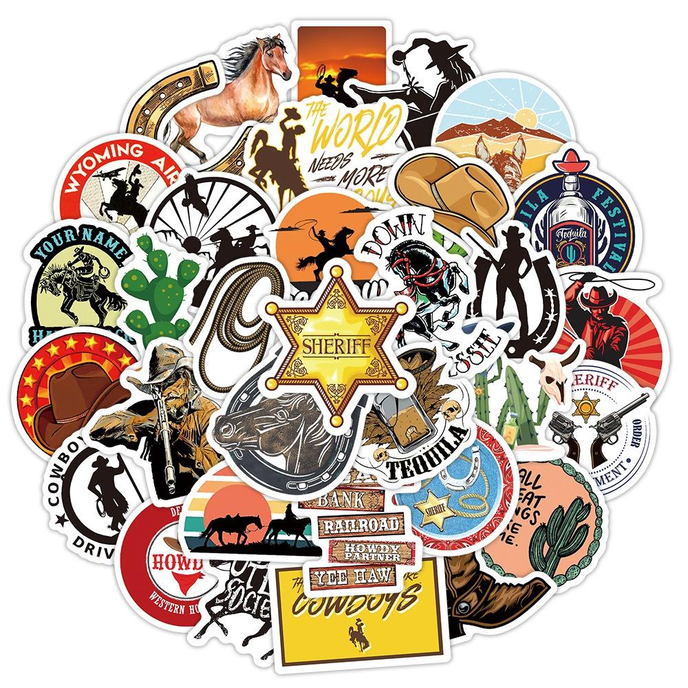 10/50pcs Western Cowboys Sticker Graffiti Stickers for DIY Luggage Laptop Skateboard Motorcycle Bicycle Stickers random 10pcs