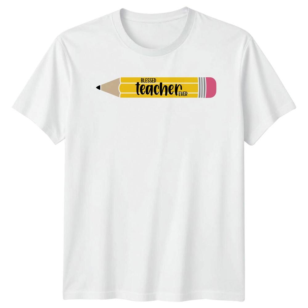 Blessed Teacher Ever Pencil Graphic Design Novelty TShirt S