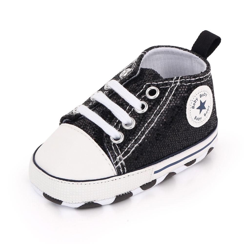 

Baby Shoes High Quality Blingbling Canvas Sneaker Spring and Autumn Style Multiple Color Chioces New Baby Fashion D2479 0-6 Months чорний