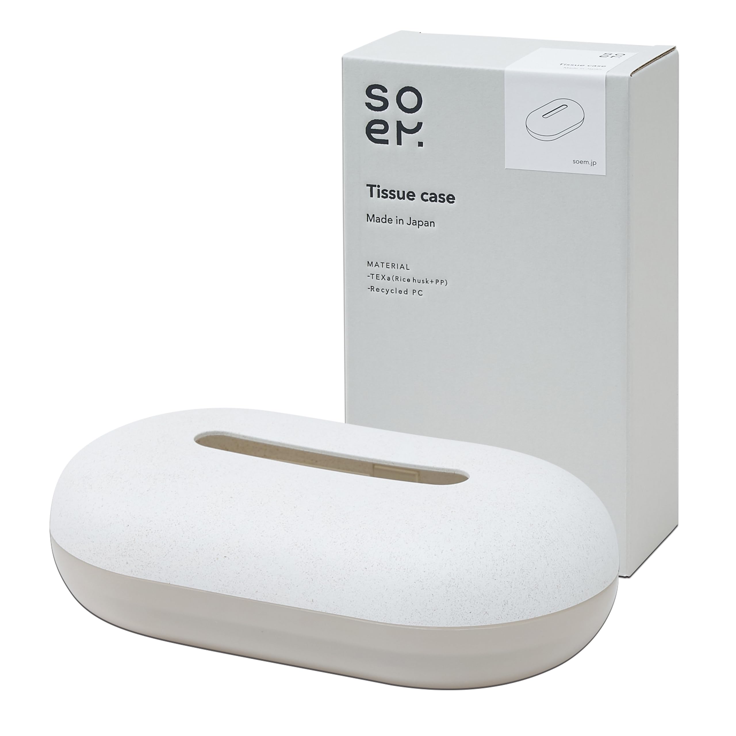 

soem [Check Remaining Tissue Level] Tissue Case for Soft Packs, White [Made in Japan] Tissue Cover Gift (White)