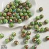 Handmade Cute Flower & Heart Green Ceramic Beads for DIY Jewelry