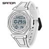 SANDA Men's and Women's Sports Electronic Watch Multi functional 5ATM Waterproof Colorful Night Light Alarm Clock Timing