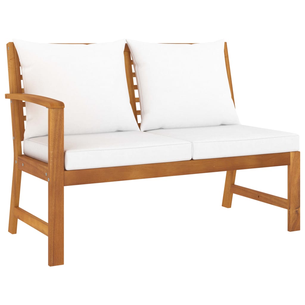 9 Piece Garden Lounge Set with Cream Cushions Solid Acacia Wood