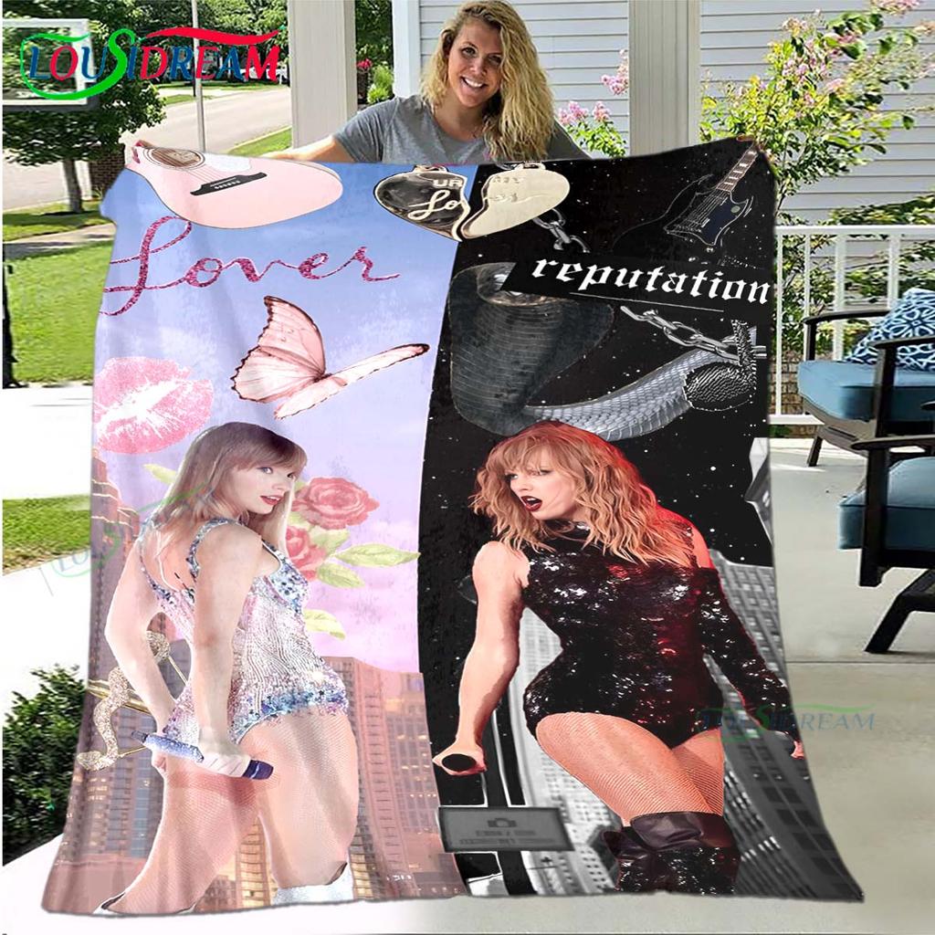 Hot Pop Female Diva Singer Pattern Blanket Flannel Thin Blanket Portable Home Travel Office Lunch Break Blanket Birthday Gift