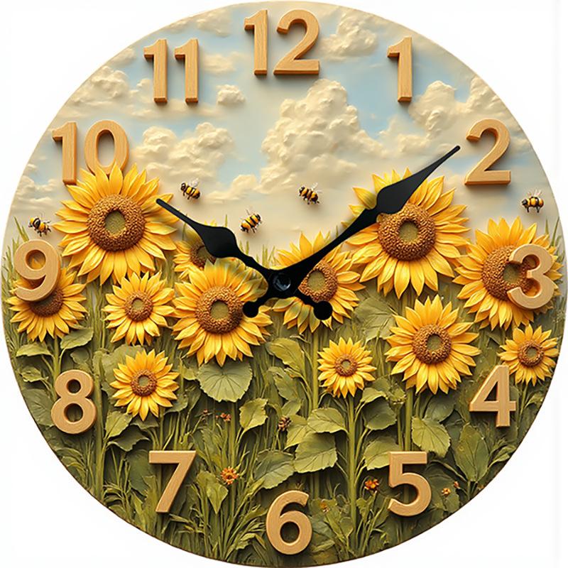 10 inch Wall Clock 2D Flower Home Living Room Decor Large Clock Silent Quartz Clock Home Decoration