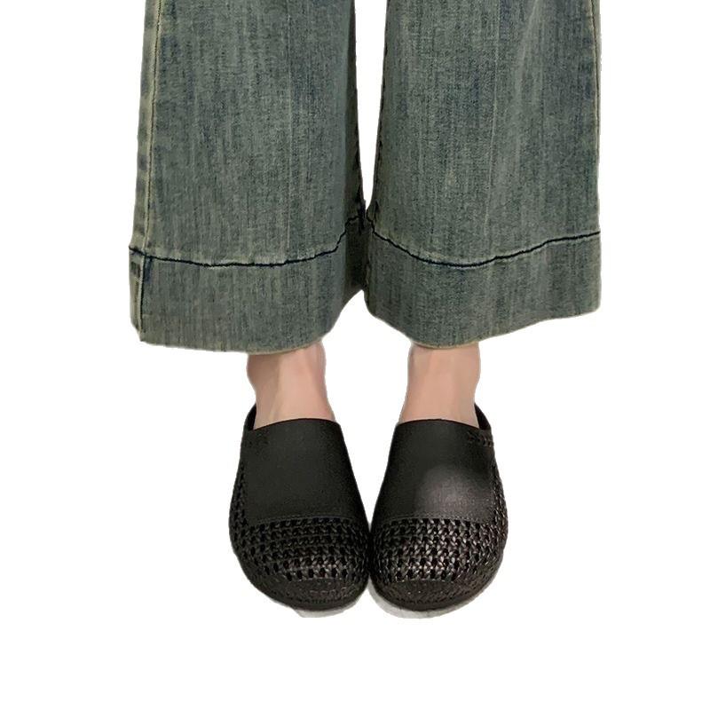 Hollow Mesh Surface Breathable Inner Heightening Bag Head Slippers Women's 2025 Summer New Fashionable and Comfortable Outer Wear One Pedal