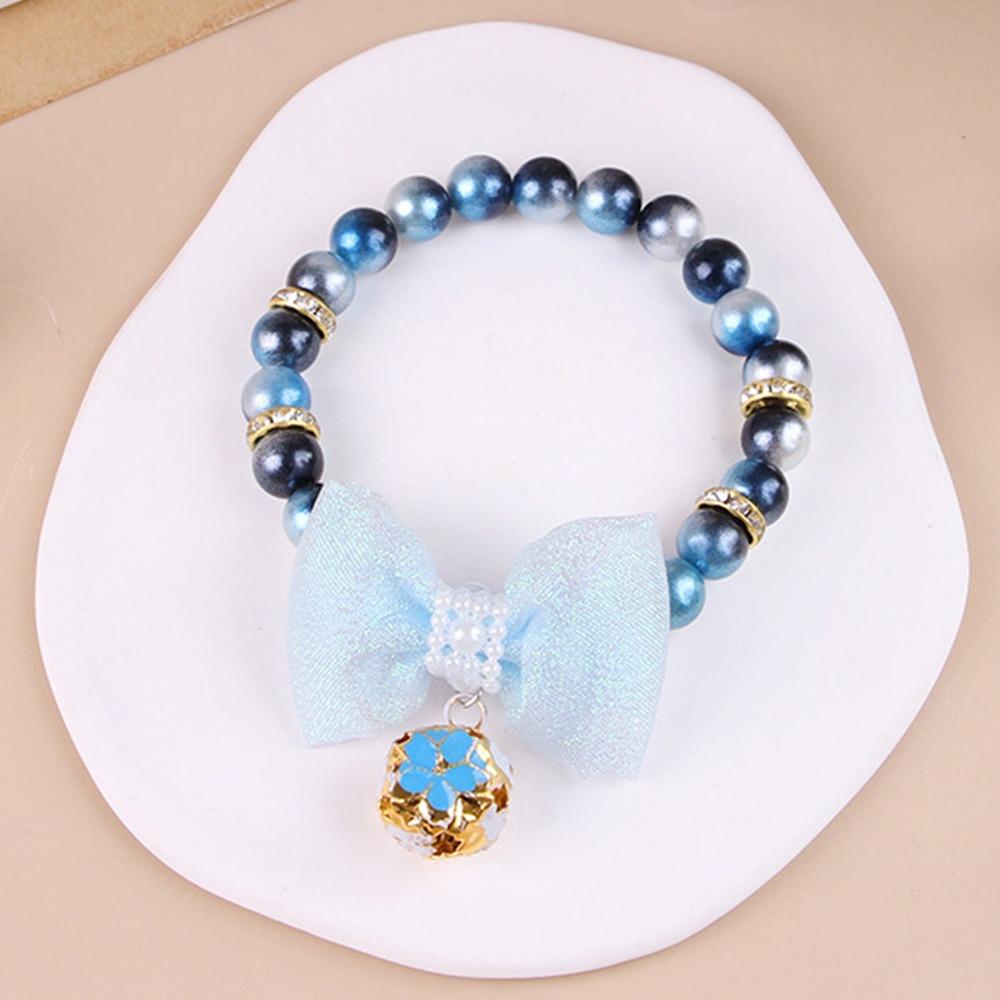 Colorful Cat Puppy Collar Princess Style Cat Neck Chain Cute Pet Pearls Bowknot Necklace  Puppy