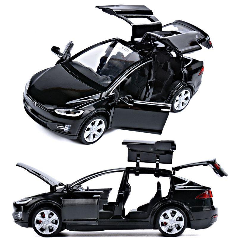 Tesla Model 132 X 90d Suv Diecast Model Car Soundlight Pull Back Kids Toy Gift