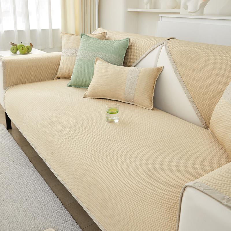 Funda   Summer Home Cool Feeling Slipcover Non-slip Ice Silk Houndstooth Sofa Cushion Couch Sofa Cover