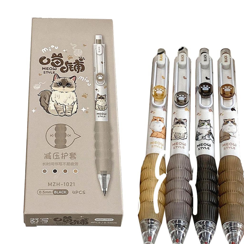 4 Pcs Cartoon Pet Gel Pen Retractable Neutral Pen Aesthetic Stationery Pen 0.5mm Writing Pen Gel Ink Pen Journaling Pen