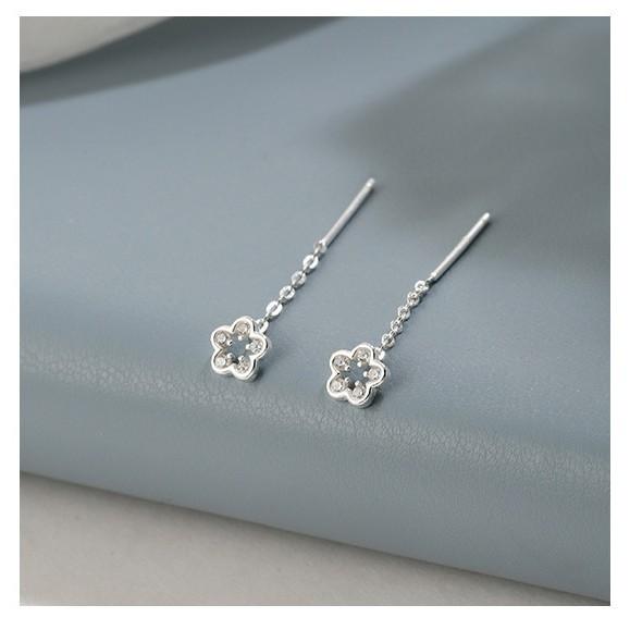 Zircon flower fringed earrings light luxury high-end earrings fashionable simple and versatile niche earrings women