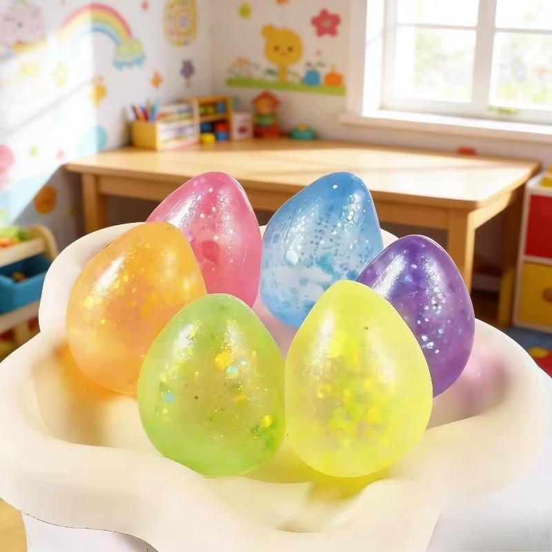 Kawaii Transparent Glitter Teardrop Squishy Slow Rising TPR Fidget Toy Stress Relief Squeeze Gift For Kids