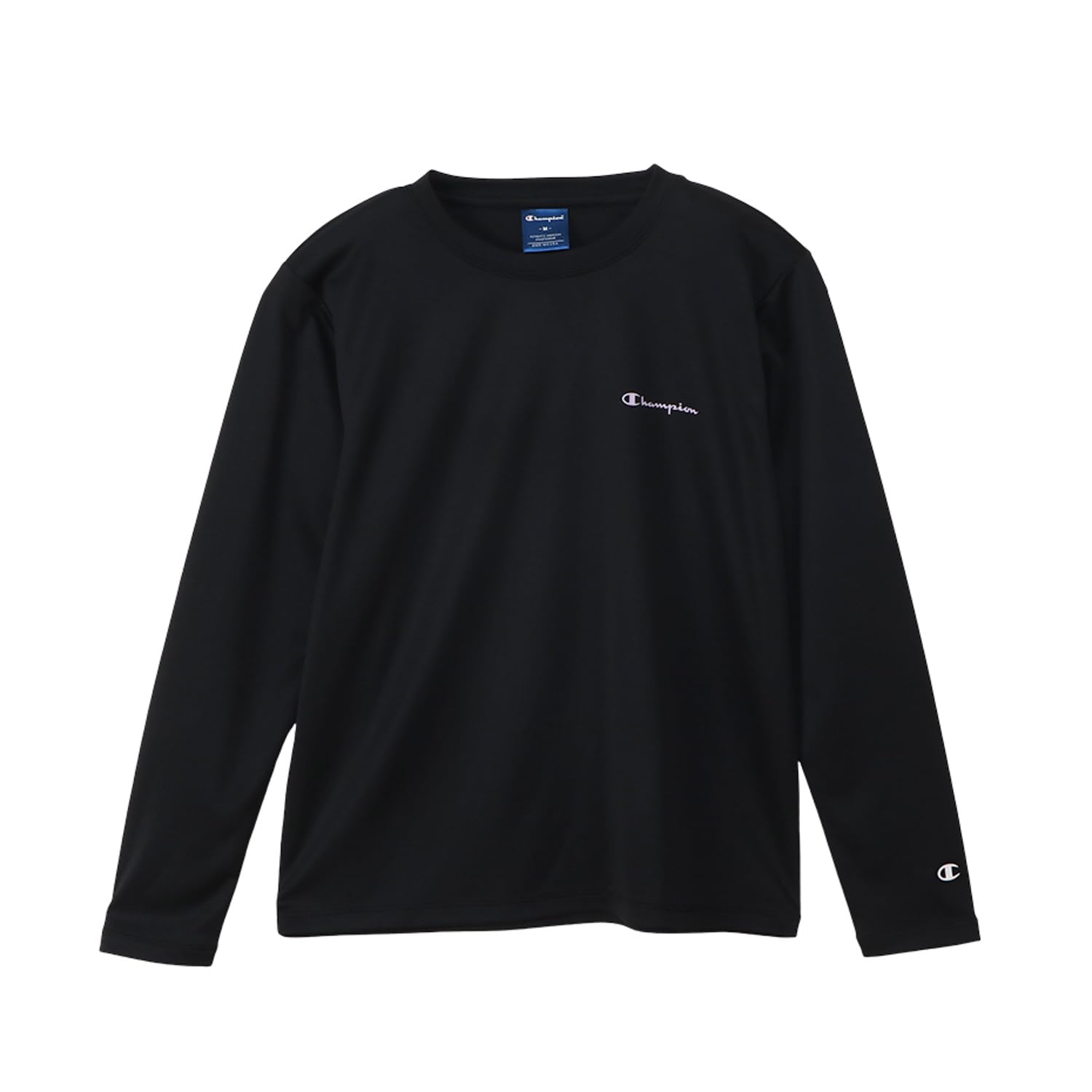 

Champion Футболка с длинным рукавом, круглым вырезом, быстросохнущая, с защитой от УФ-лучей, надписью Script, базовая, с длинным рукавом, горловина, антибактериальная, дезодорирующая, сушка, защита, логотип, футболка, спорт, чёрный
