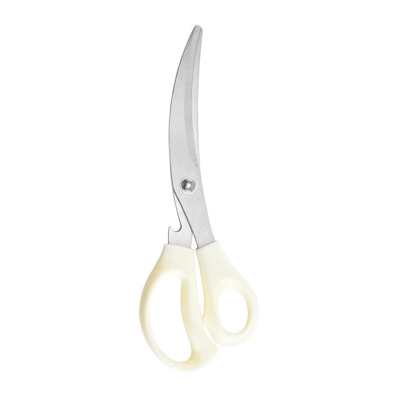 Stainless Steel Korean BBQ Bent Head Kitchen Shears - Multi-functional Household Meat Scissors