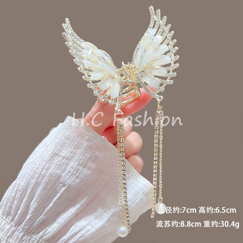Fashion Lily of the Valley Flower Claw Clip Premium Pearl Butterfly Tassel Hair Clip Girls Elegant Hair Accessories