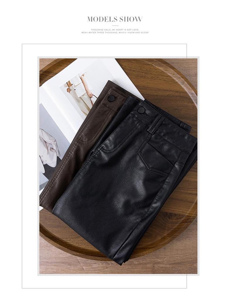 2025 Autumn/Winter Women's High-Waist A-Line Leather Skirt - Genuine Sheepskin Bodycon