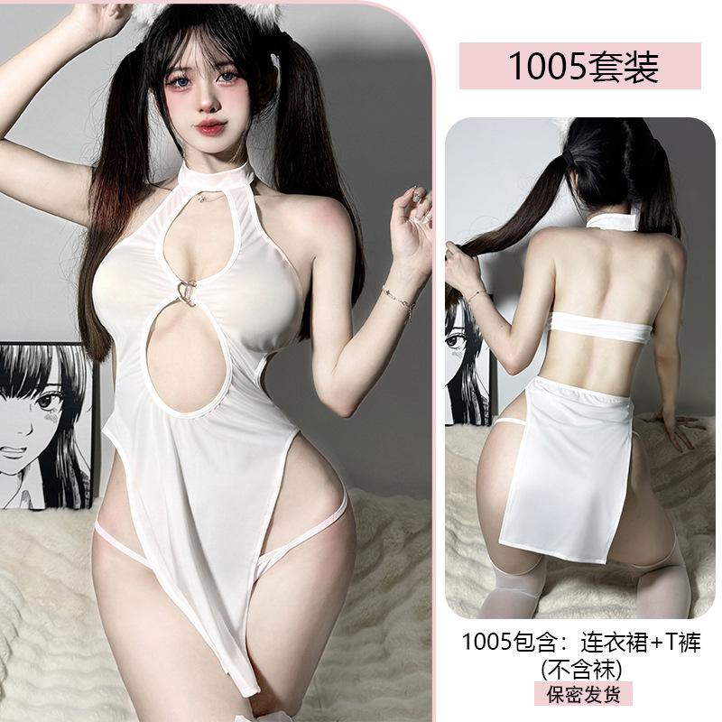 Erotic Underwear, Sexy Pure Desire, Spicy slit dress, 2D uniform, Seductive no-Take pajamas 1005